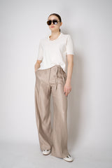 Fabiana Filippi Cotton Linen Knit Short Sleeve V-Neck Polo Top in White Vancouver. Shop Online or in Store.