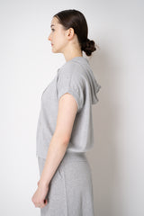 Peserico Short Sleeve Zip Up Hooded Lurex Cardigan  in Silver Vancouver. Shop Online or in Store.