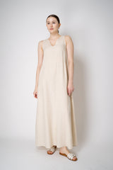 Amina Rubinacci A-line Linen Sleeveless Dress in Beige