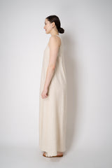 Amina Rubinacci A-line Linen Sleeveless Dress in Beige