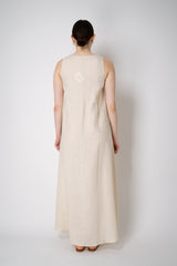 Amina Rubinacci A-line Linen Sleeveless Dress in Beige