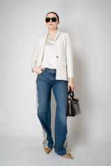 Amina Rubinacci Stretch Knit Rainbow Sequin Jacket in White