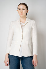 Amina Rubinacci Stretch Knit Rainbow Sequin Jacket in White