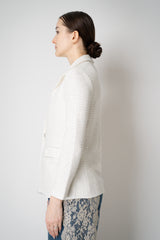 Amina Rubinacci Stretch Knit Rainbow Sequin Jacket in White