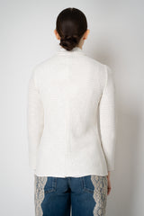 Amina Rubinacci Stretch Knit Rainbow Sequin Jacket in White