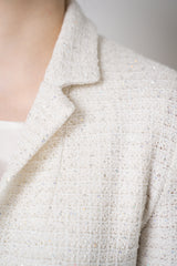 Amina Rubinacci Stretch Knit Rainbow Sequin Jacket in White