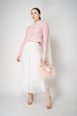 Fabiana Filippi Pleated Tulle Cape in White