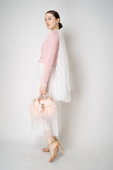 Fabiana Filippi Pleated Tulle Cape in White