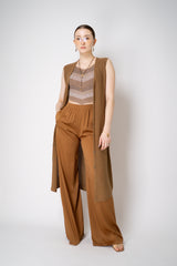 D. Exterior Knit Chevron Cropped Top with in Brown Melange Vancouver. Shop Online or in Store.