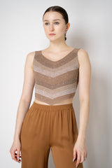 D. Exterior Knit Chevron Cropped Top with in Brown Melange Vancouver. Shop Online or in Store.