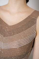 D. Exterior Knit Chevron Cropped Top with in Brown Melange Vancouver. Shop Online or in Store.