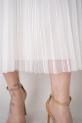 Fabiana Filippi Wool Blend Pleated Tulle Skirt in White