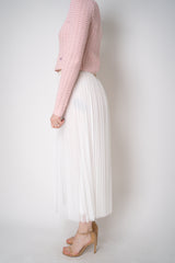 Fabiana Filippi Wool Blend Pleated Tulle Skirt in White