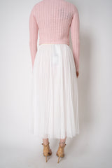 Fabiana Filippi Wool Blend Pleated Tulle Skirt in White