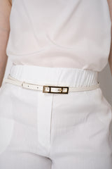 Fabiana Filippi Thin 100% Leather Buckle Belt in White Vancouver. Shop Online or in Store.