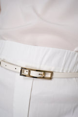 Fabiana Filippi Thin 100% Leather Buckle Belt in White Vancouver. Shop Online or in Store.