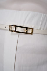 Fabiana Filippi Thin 100% Leather Buckle Belt in White Vancouver. Shop Online or in Store.