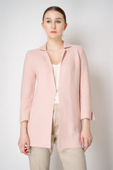 Amina Rubinacci Stretch Knit Cotton Linen Jacket with Slit Sides in Light Pink