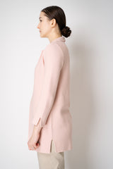 Amina Rubinacci Stretch Knit Cotton Linen Jacket with Slit Sides in Light Pink