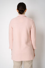 Amina Rubinacci Stretch Knit Cotton Linen Jacket with Slit Sides in Light Pink