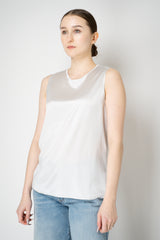 Amina Rubinacci Round Neck Silk Sleeveless Blouse in Light Grey