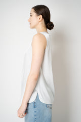 Amina Rubinacci Round Neck Silk Sleeveless Blouse in Light Grey