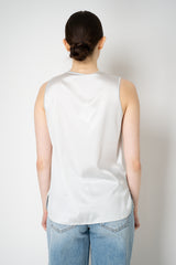 Amina Rubinacci Round Neck Silk Sleeveless Blouse in Light Grey