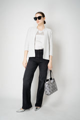 Amina Rubinacci Round Neck Silk Sleeveless Blouse in Light Grey