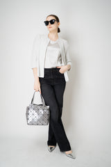 Amina Rubinacci Round Neck Silk Sleeveless Blouse in Light Grey