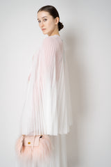 Fabiana Filippi Pleated Tulle Cape in White