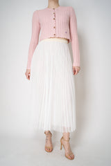 Fabiana Filippi Wool Blend Pleated Tulle Skirt in White