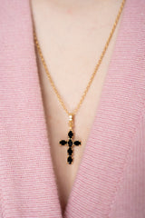 Dolce & Gabbana Chain Necklace with Rhinestone Embellished Crosses in Gold and Black