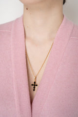 Dolce & Gabbana Chain Necklace with Rhinestone Embellished Crosses in Gold and Black