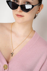 Dolce & Gabbana Chain Necklace with Rhinestone Embellished Crosses in Gold and Black
