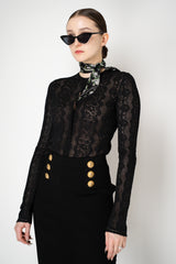 Dolce & Gabbana Silk Viscose Stretch Knit Lace Cardigan in Black