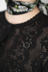 Dolce & Gabbana Silk Viscose Stretch Knit Lace Cardigan in Black