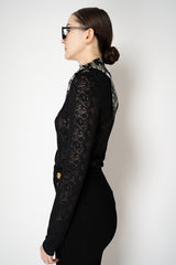Dolce & Gabbana Silk Viscose Stretch Knit Lace Cardigan in Black