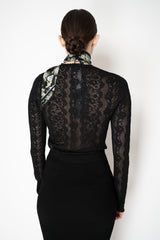 Dolce & Gabbana Silk Viscose Stretch Knit Lace Cardigan in Black