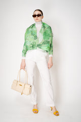 Peter O. Mahler Linen Viscose High-Rise Straight Leg Trousers in White Vancouver. Shop Online or in Store.