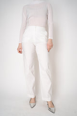 Peter O. Mahler Linen Viscose High-Rise Straight Leg Trousers in White Vancouver. Shop Online or in Store.