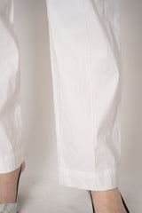 Peter O. Mahler Linen Viscose High-Rise Straight Leg Trousers in White Vancouver. Shop Online or in Store.