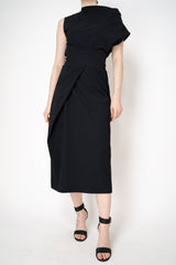 Peter O. Mahler Techno Stretch Skirt with Diagonal Pleat in Black Vancouver. Shop Online or in Store.