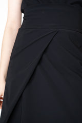 Peter O. Mahler Techno Stretch Skirt with Diagonal Pleat in Black Vancouver. Shop Online or in Store.