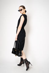 Peter O. Mahler Techno Stretch Drape Neck Midi Dress in Black Vancouver. Shop Online or in Store.