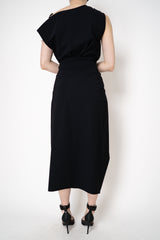 Peter O. Mahler Techno Stretch Skirt with Diagonal Pleat in Black Vancouver. Shop Online or in Store.