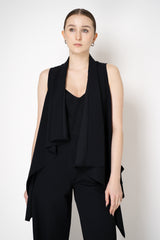 Peter O. Mahler Techno Stretch Open Front Draping Vest in Black Vancouver. Shop Online or in Store.