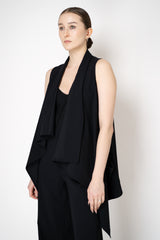 Peter O. Mahler Techno Stretch Open Front Draping Vest in Black Vancouver. Shop Online or in Store.