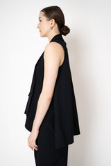 Peter O. Mahler Techno Stretch Open Front Draping Vest in Black Vancouver. Shop Online or in Store.