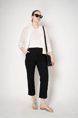Peter O. Mahler Linen Viscose Cropped High-Rise Cuffed Trousers in Black Vancouver. Shop Online or in Store.
