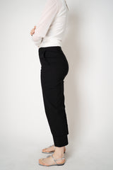 Peter O. Mahler Linen Viscose Cropped High-Rise Cuffed Trousers in Black Vancouver. Shop Online or in Store.
